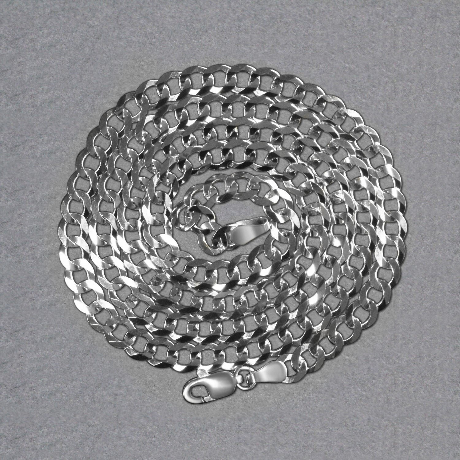 Rhodium Plated Sterling Silver Curb Style Chain (4.70 mm) - Image 5