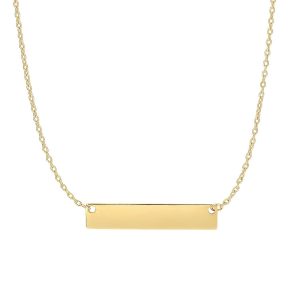 14k Yellow Gold Smooth Flat Horizontal Bar Style Necklace