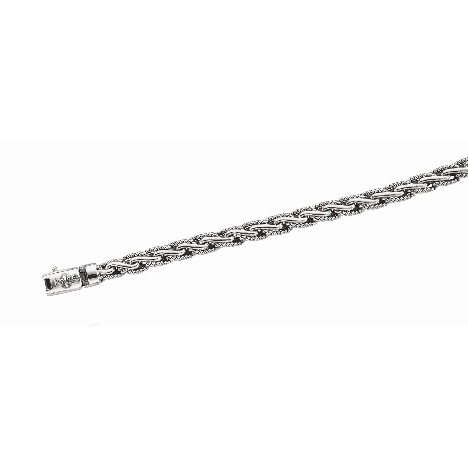 Oxidized Sterling Silver Mens Chain Bracelet in a Cable Motif (8.50 mm) - Image 3