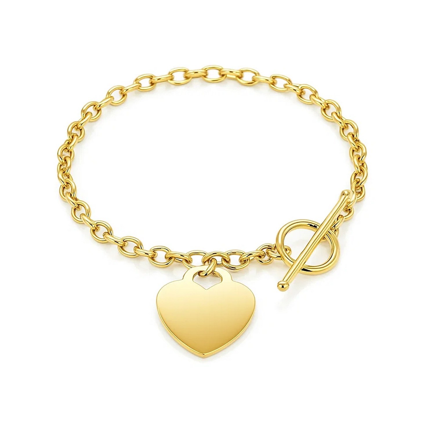 Toggle Bracelet with Heart Charm in 14k Yellow Gold (4.80 mm) - Image 3