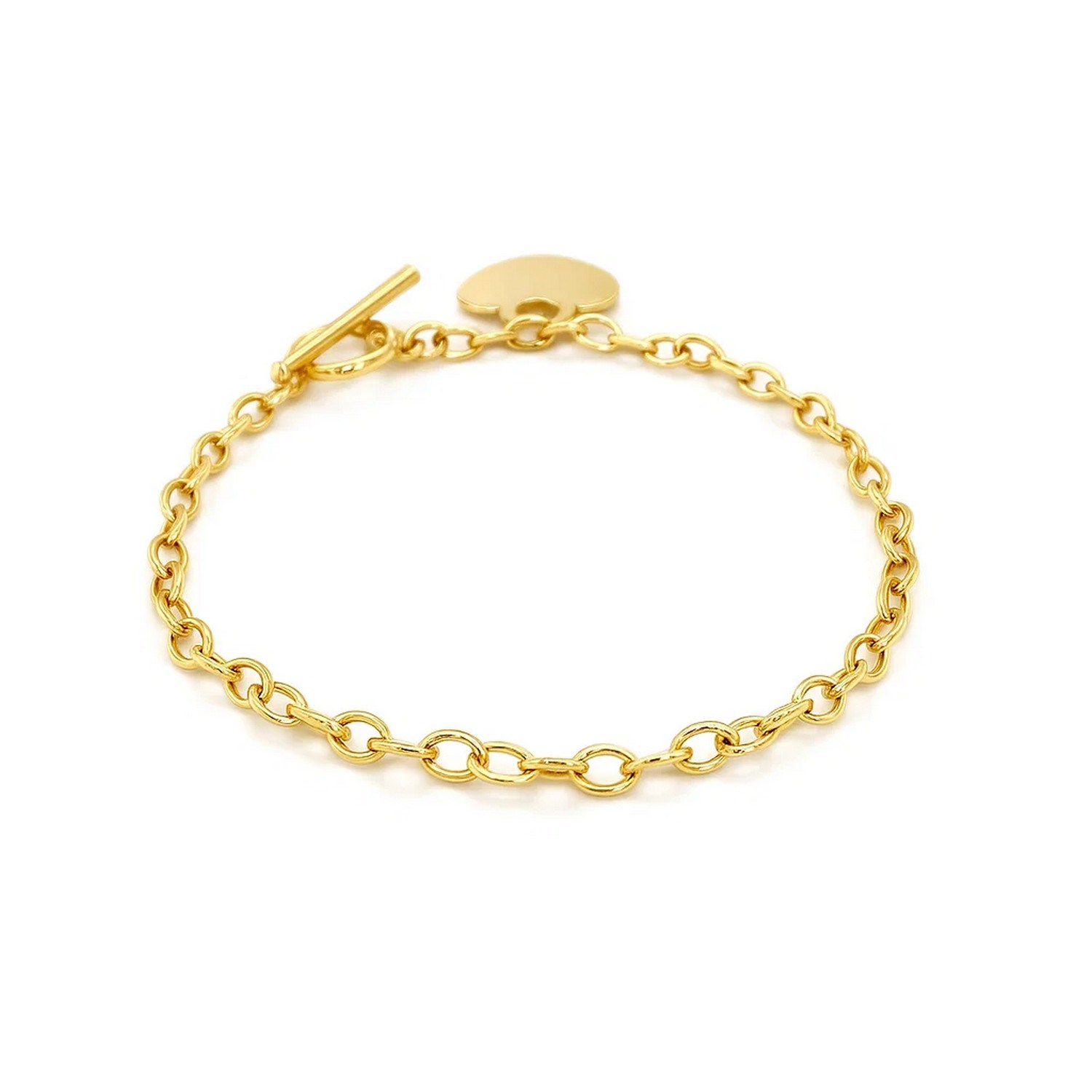Toggle Bracelet with Heart Charm in 14k Yellow Gold (4.80 mm) - Image 4