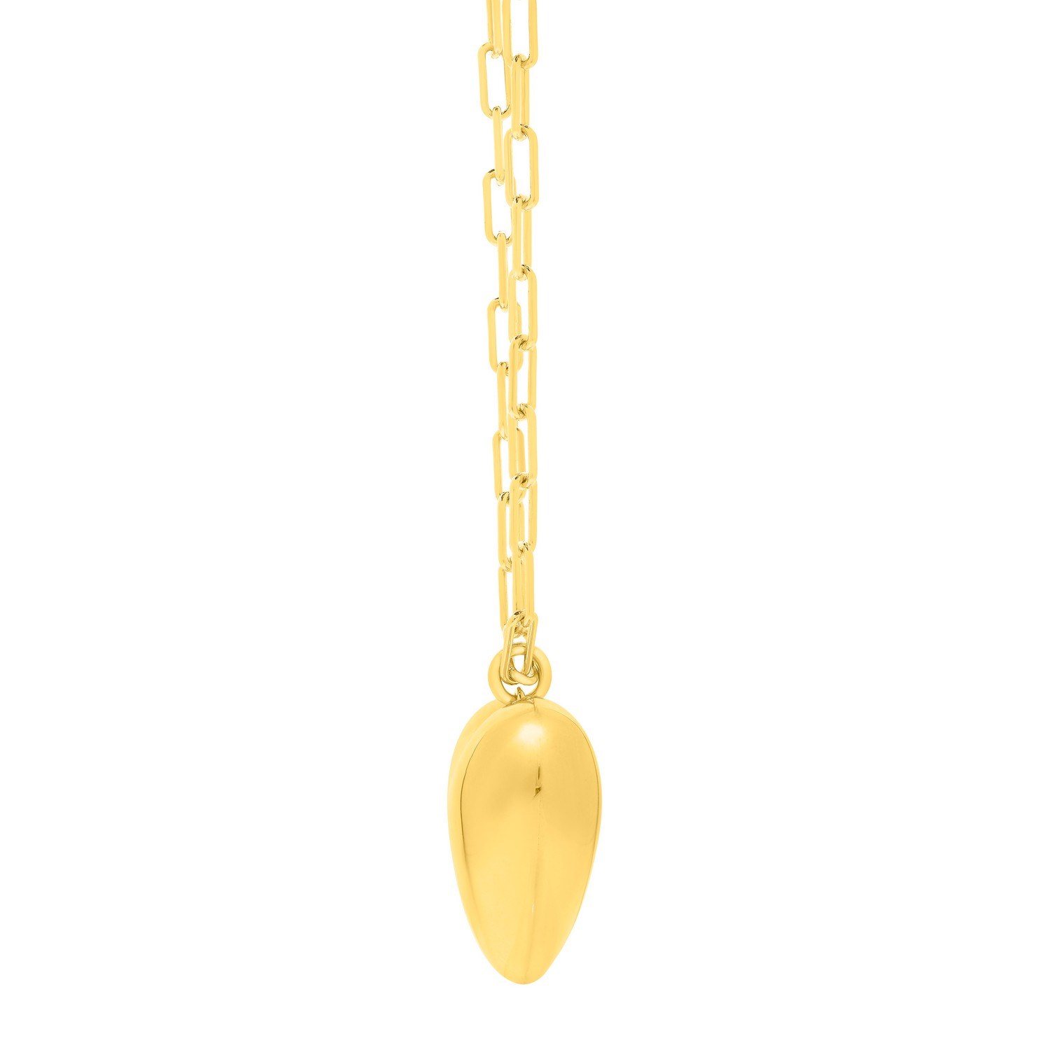 Sterling Silver Gold Plated Large Puffed Heart Long Necklace - Image 3