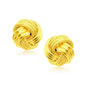 Interweaved Love Knot Stud Earrings in 14k Yellow Gold(12.7mm)