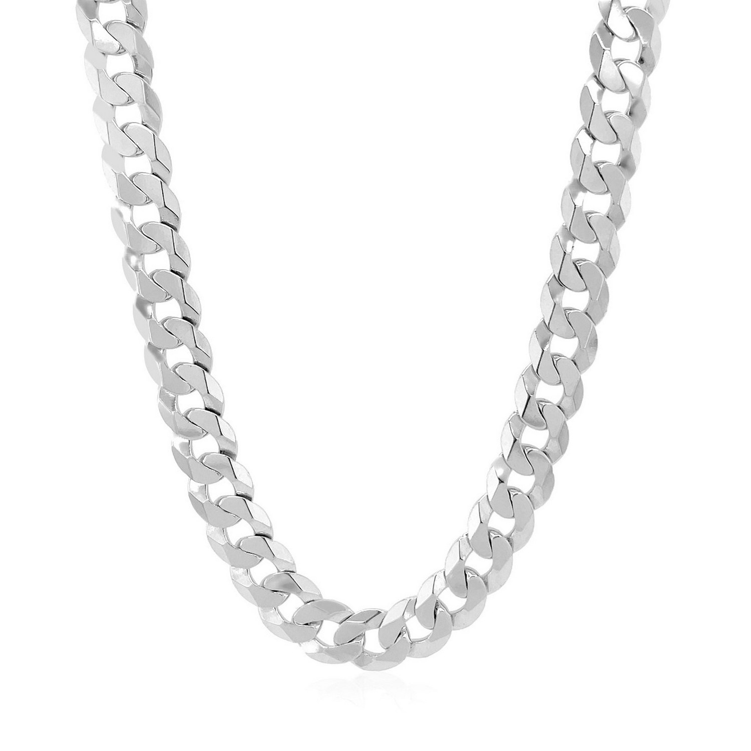 Rhodium Plated Sterling Silver Curb Style Chain (7.90 mm) - Image 2