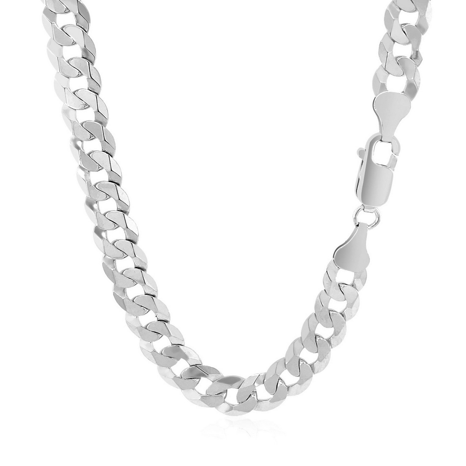 Rhodium Plated Sterling Silver Curb Style Chain (7.90 mm) - Image 3