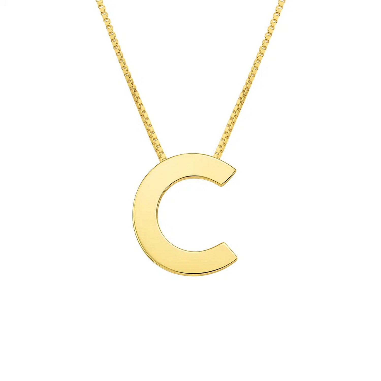 14K Yellow Gold Yours Truly Block Letter Initial C Necklace - Image 2