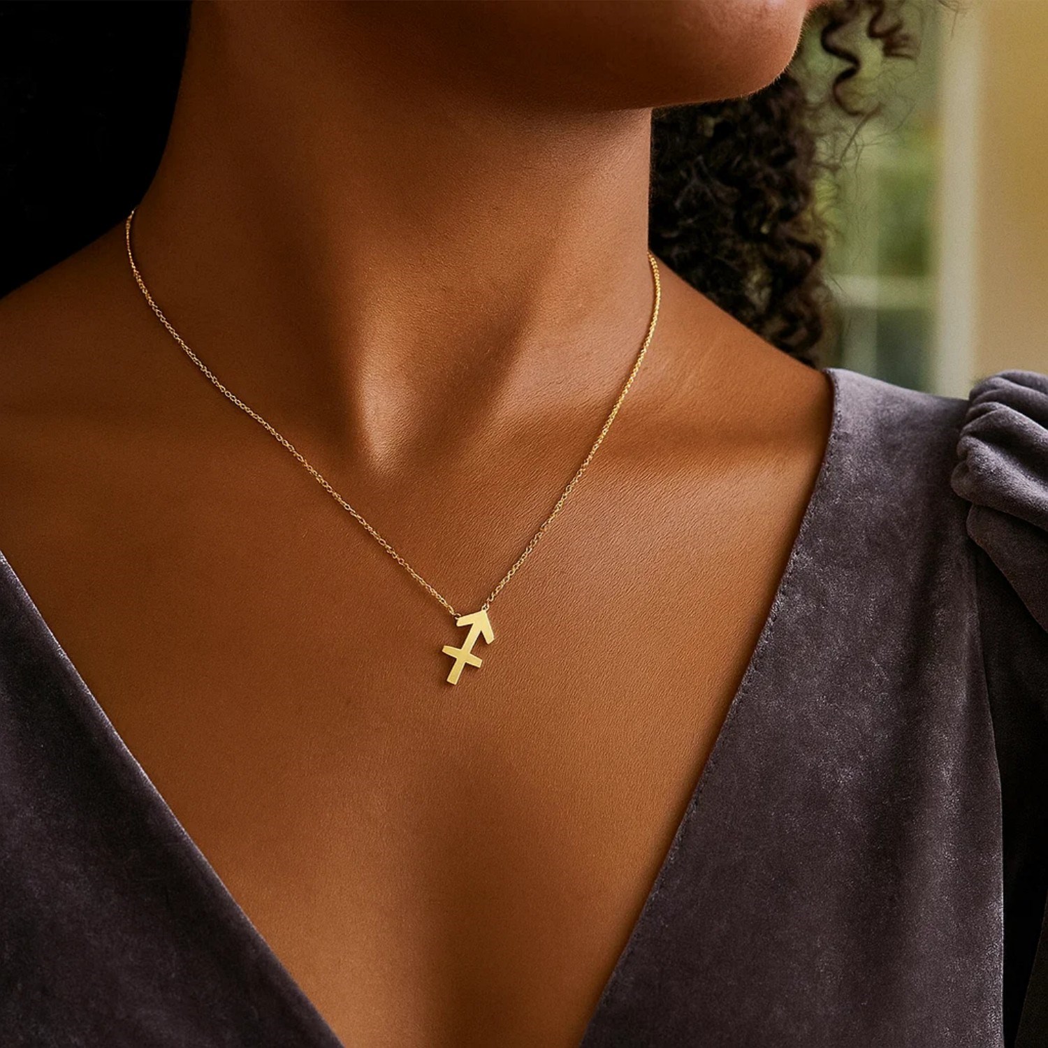 14K Yellow Gold Sagittarius Necklace - Image 5