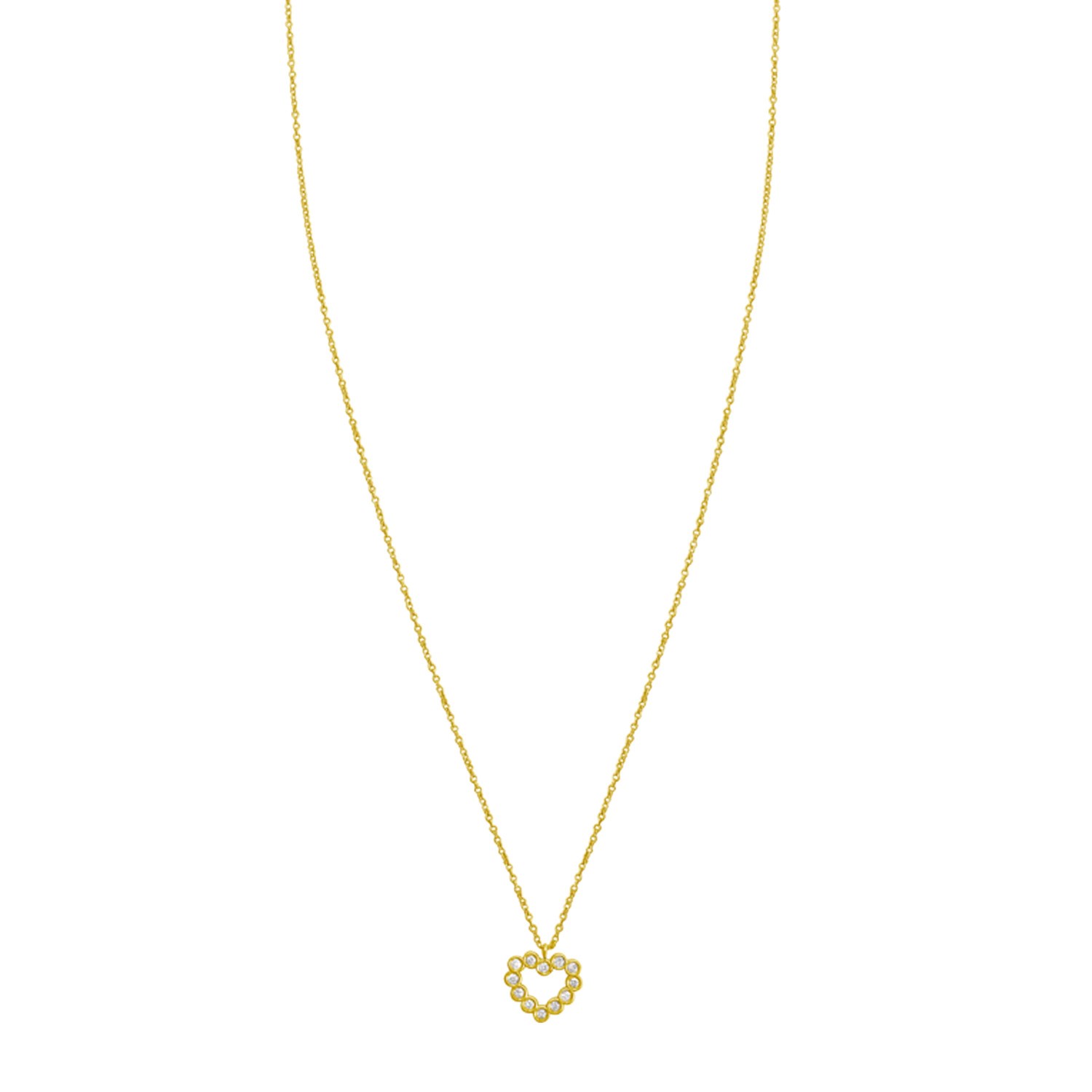14K Yellow Gold Petite Diamond Heart Necklace
