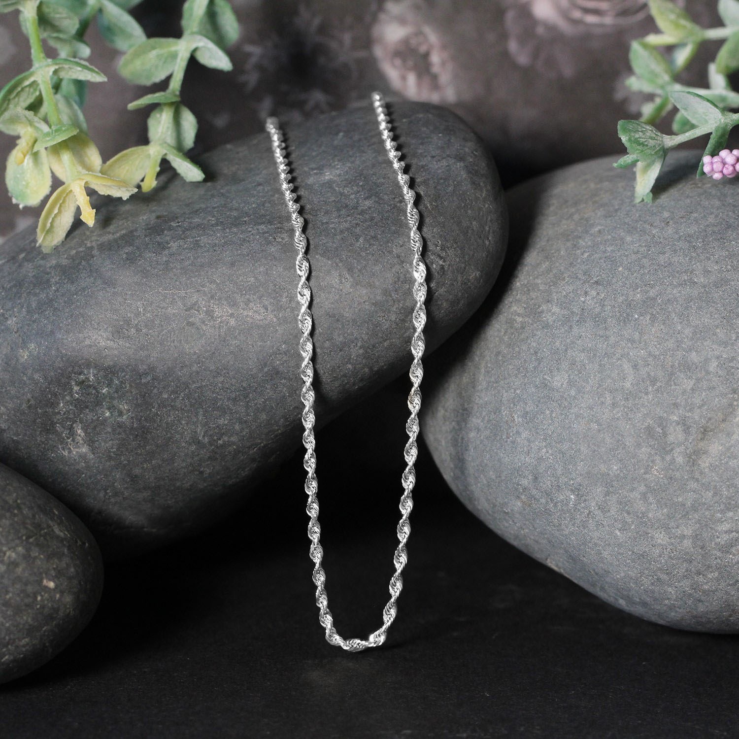 Sterling Silver 1.8mm Diamond Cut Rope Style Chain - Image 5