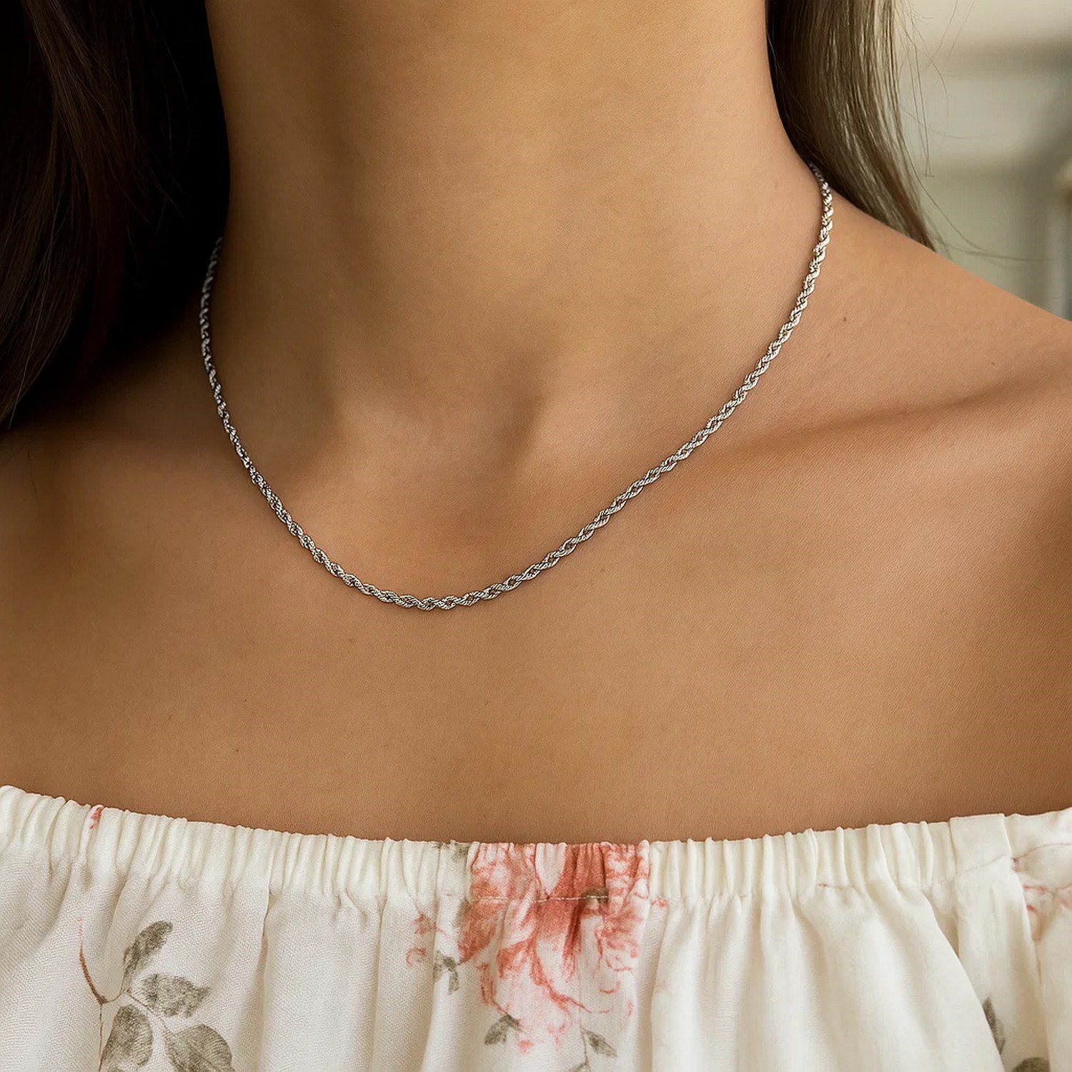Sterling Silver 1.8mm Diamond Cut Rope Style Chain - Image 6