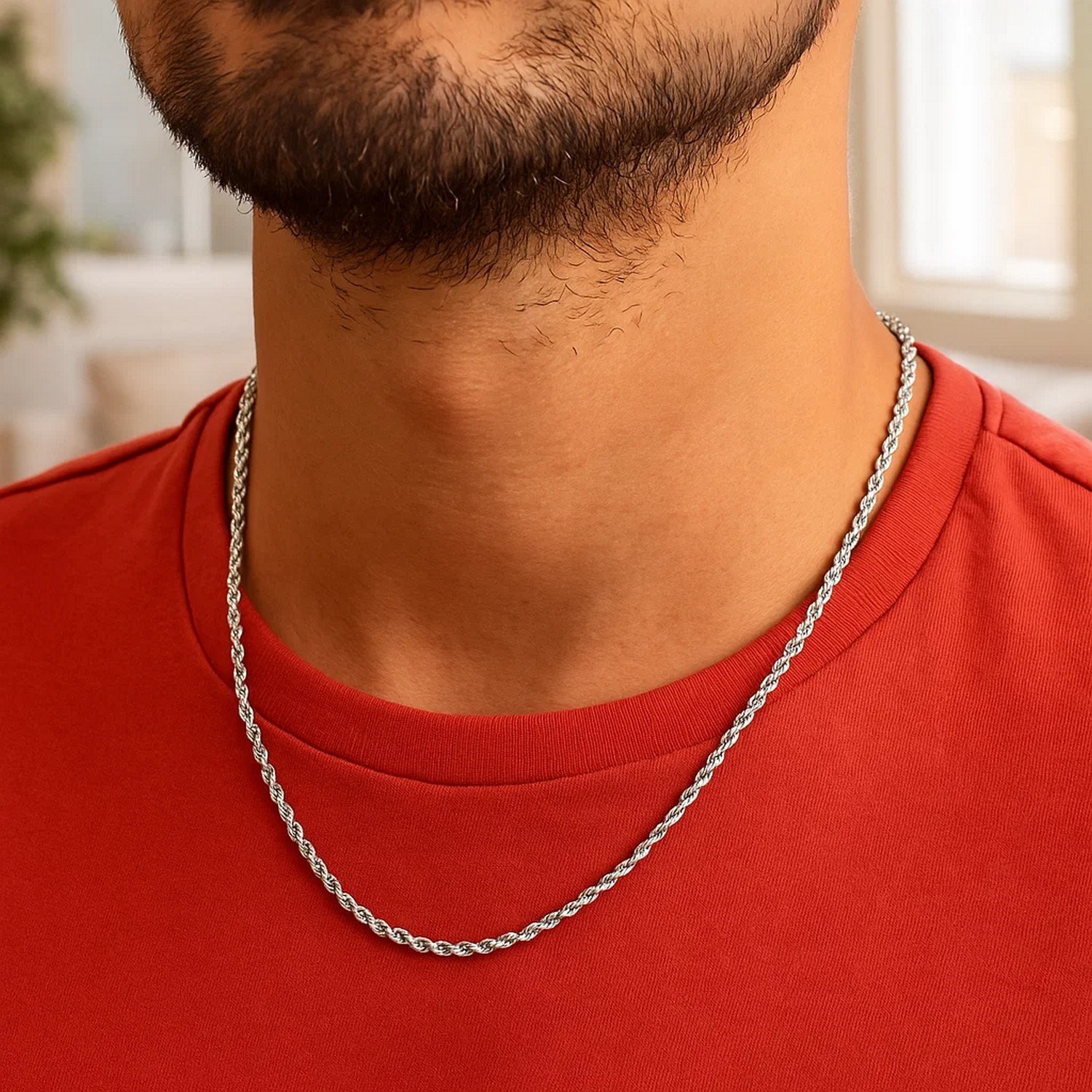 Sterling Silver 1.8mm Diamond Cut Rope Style Chain - Image 7