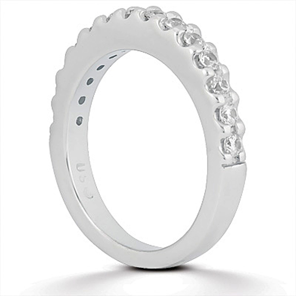 14k White Gold Shared Prong Diamond Wedding Ring Band - Image 2