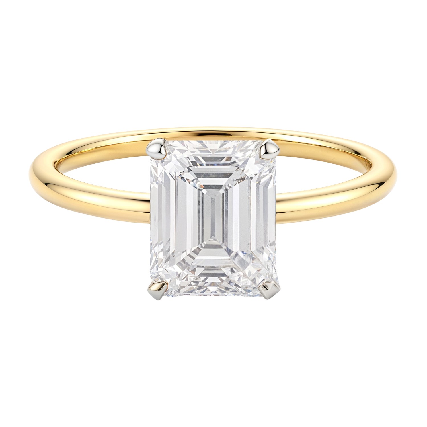 2 Carat Emerald Lab Grown IGI G/VS1 Diamond Solitaire Ring in 14K Yellow Gold - Image 3