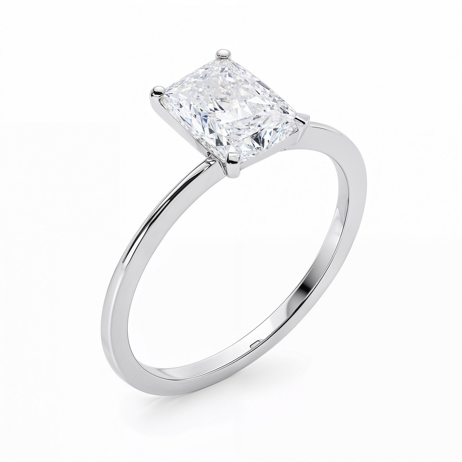 3 Carat Radiant Lab Grown IGI G/VS1 Diamond Solitaire Ring in 10K White Gold - Image 2