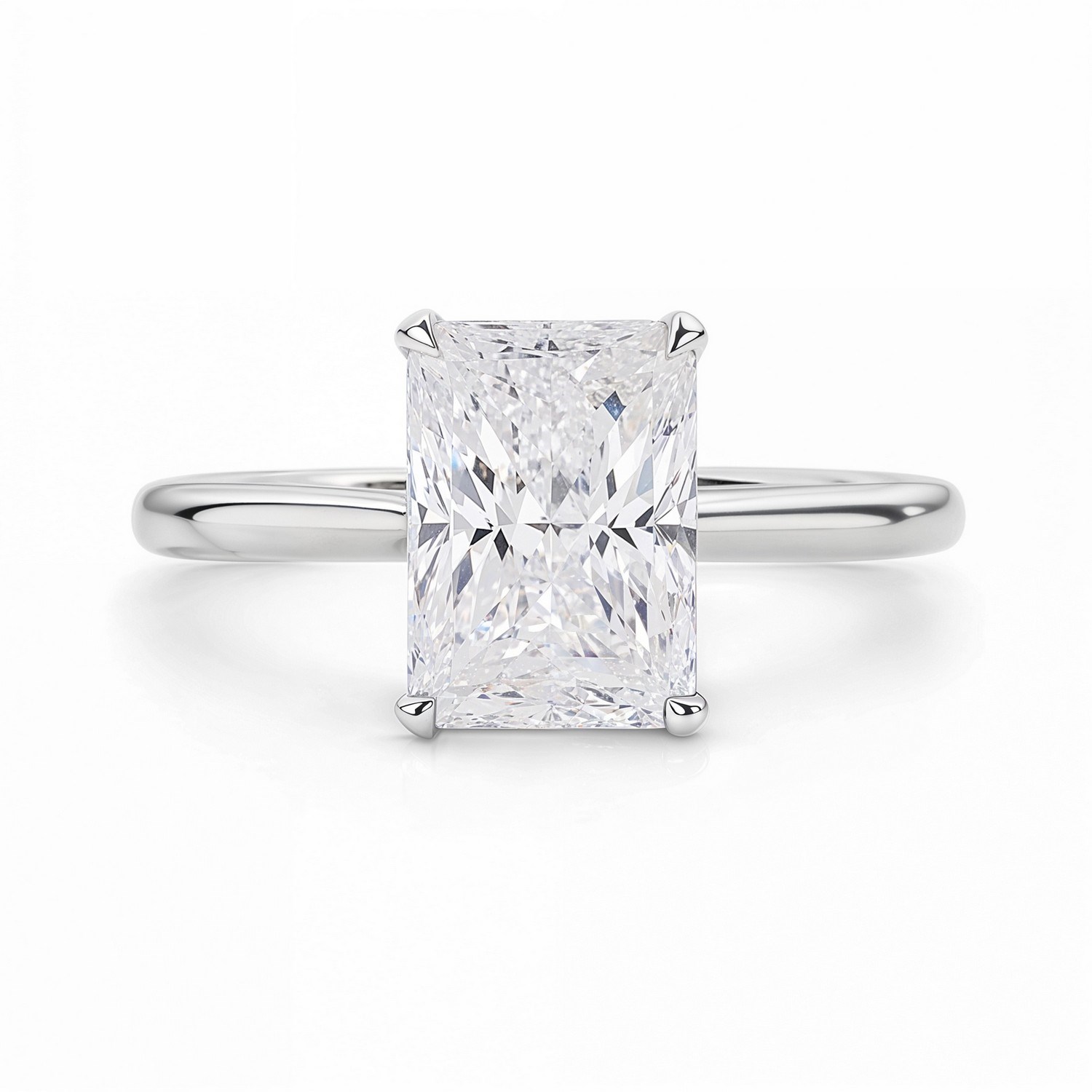 3 Carat Radiant Lab Grown IGI G/VS1 Diamond Solitaire Ring in 10K White Gold - Image 3