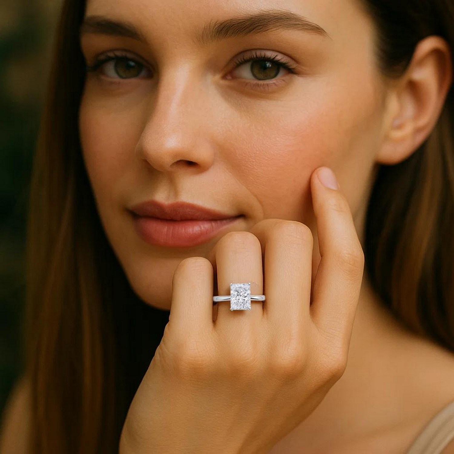 3 Carat Radiant Lab Grown IGI G/VS1 Diamond Solitaire Ring in 10K White Gold - Image 5