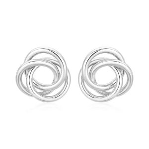 Polished Open Love Knot Earrings in Sterling Silver