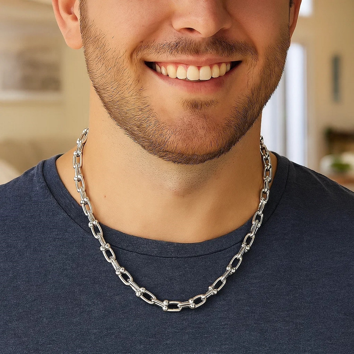 Sterling Silver Rhodium Plated Jax Link Bead Chain (9.30 mm) - Image 3
