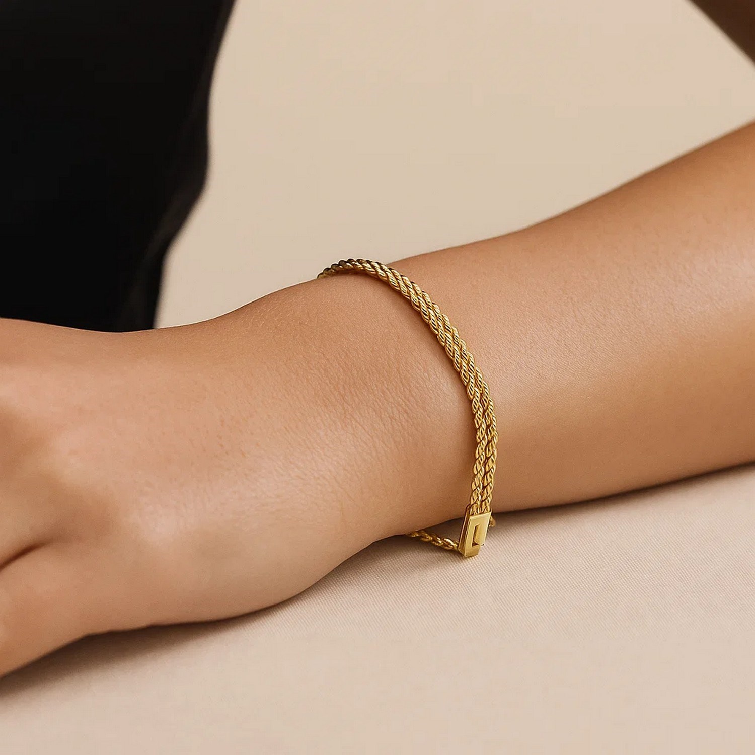 14k Yellow Gold Two Row Rope Bracelet (3.90 mm) - Image 3