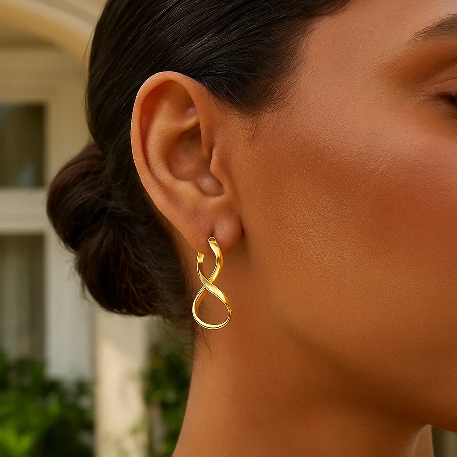 14k Yellow Gold Polished Infinity Shape Drop Earrings - Image 3