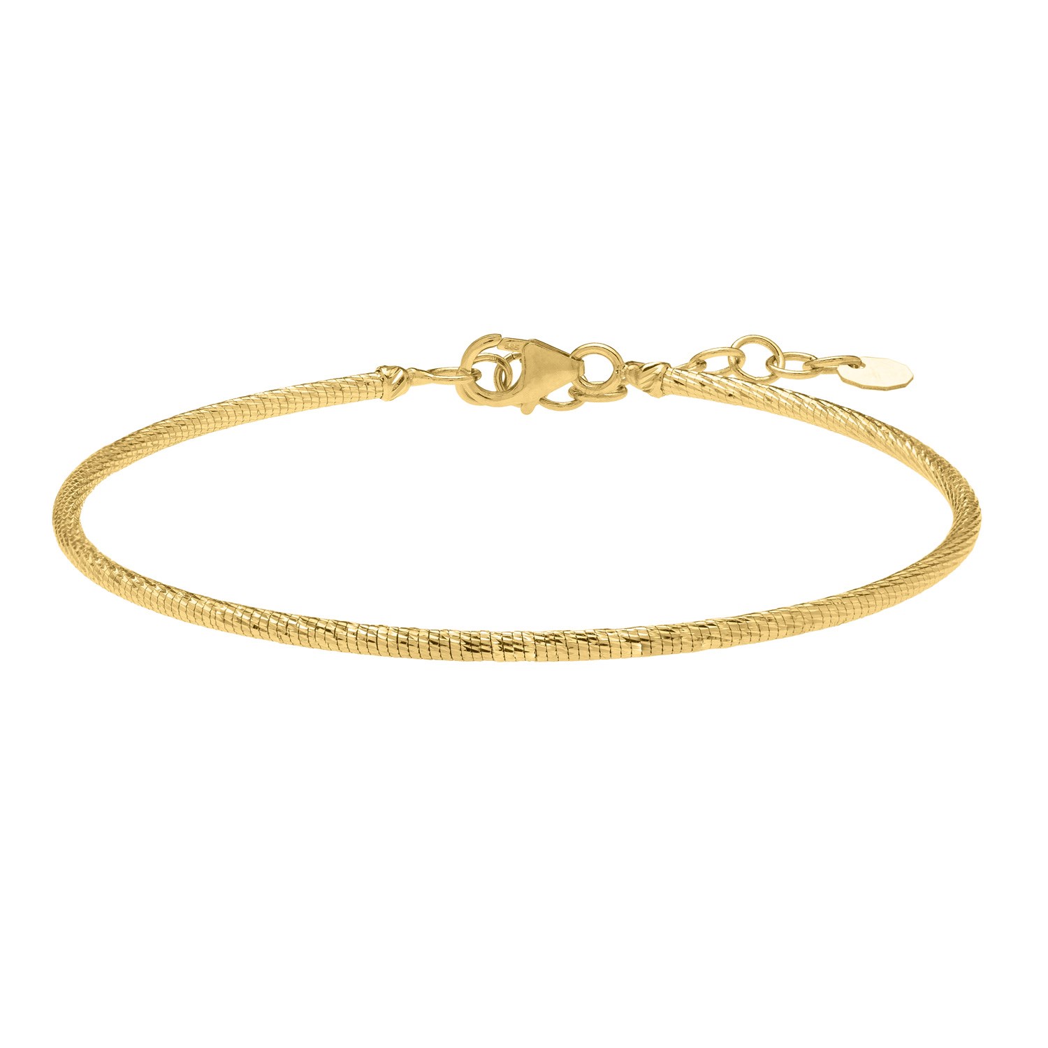 14K Yellow Gold Diamond Cut Stack Bangle Bracelet (1.80 mm) - Image 2
