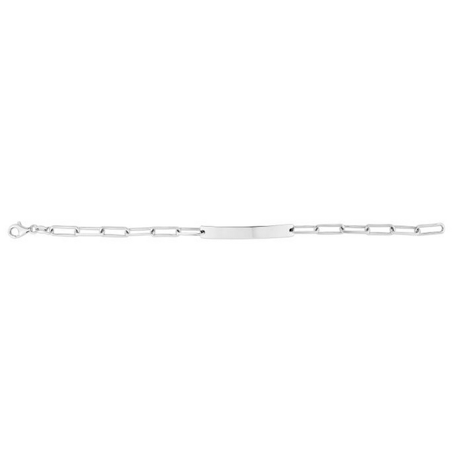 Sterling Silver Rhodium Plated Engravable ID Bar Paperclip Bracelet (2.10 mm) - Image 3