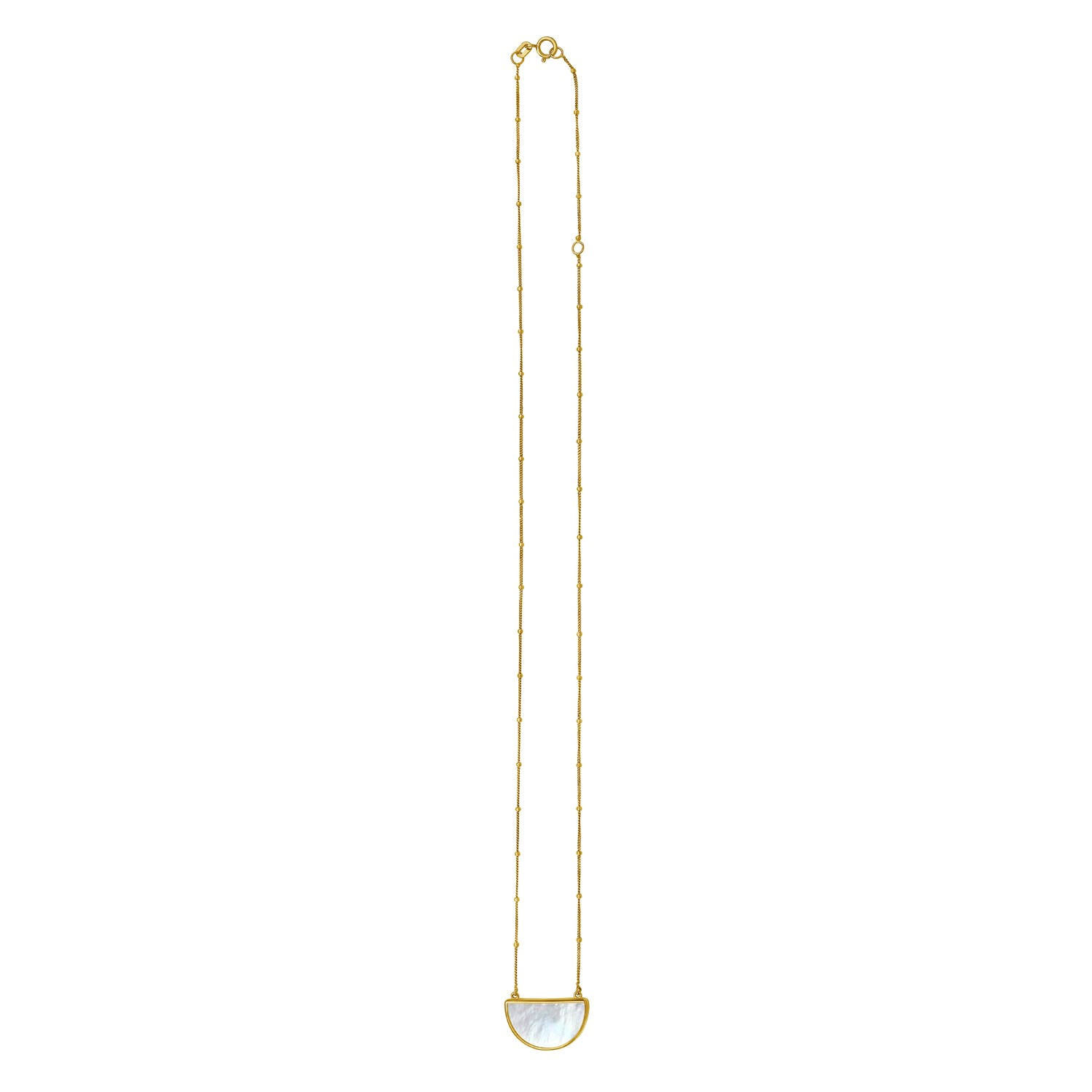 MOP Geometric Gem Half Moon Necklace in 14K Yellow Gold - Image 2