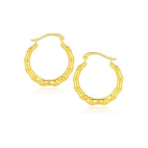 10k Yellow Gold Branch Motif Hoop Earrings