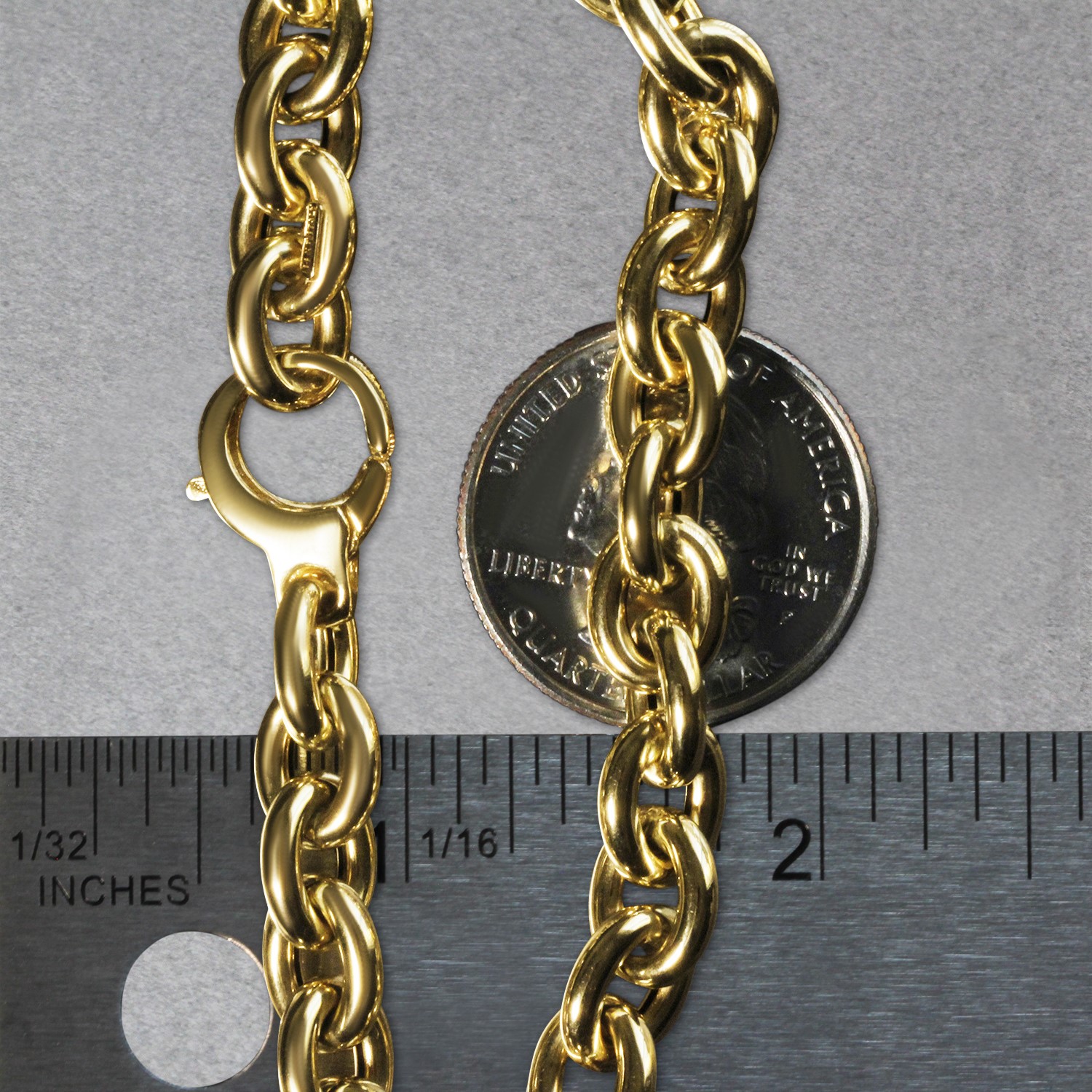 14k Yellow Gold Polished Cable Link Necklace - Image 7