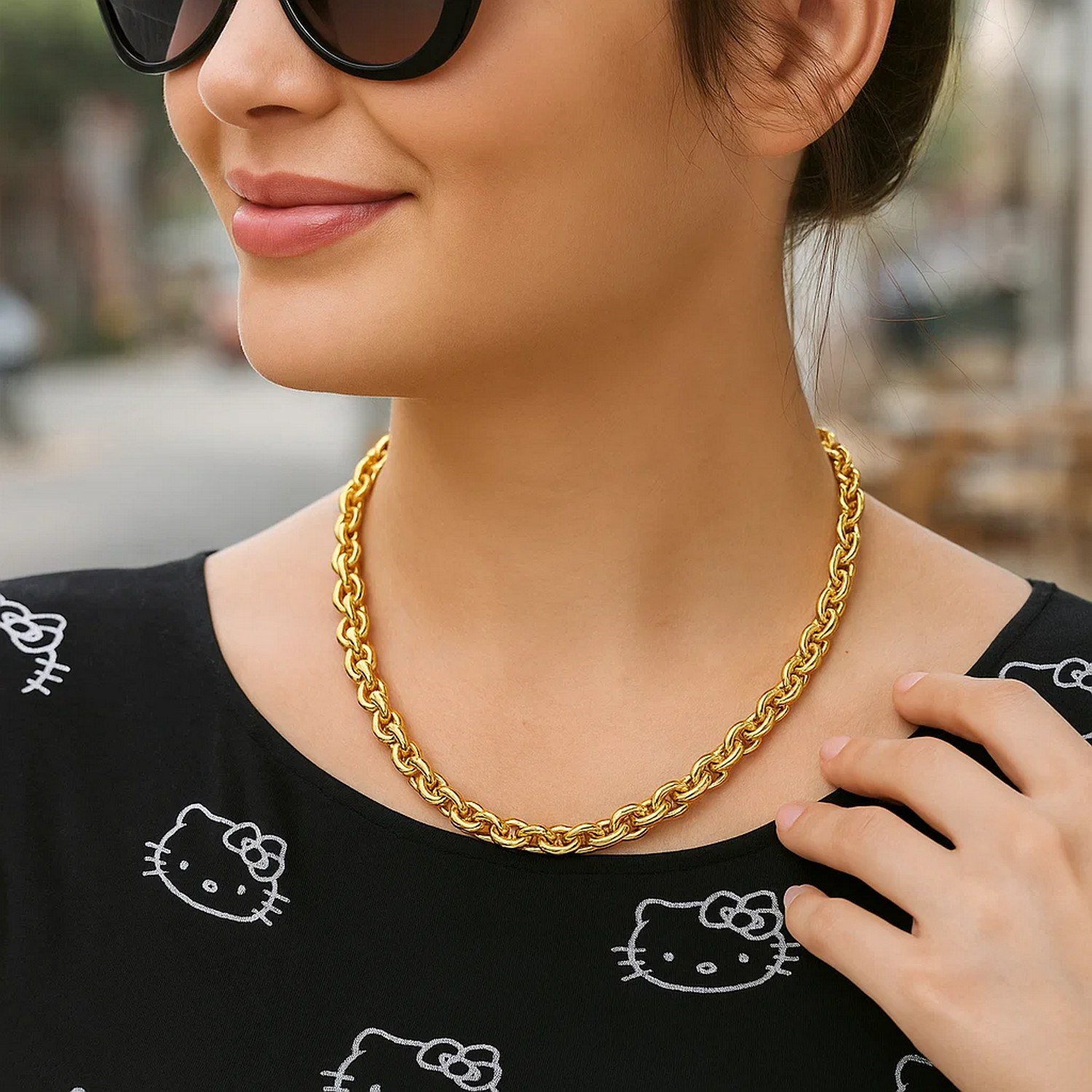 14k Yellow Gold Polished Cable Link Necklace - Image 8