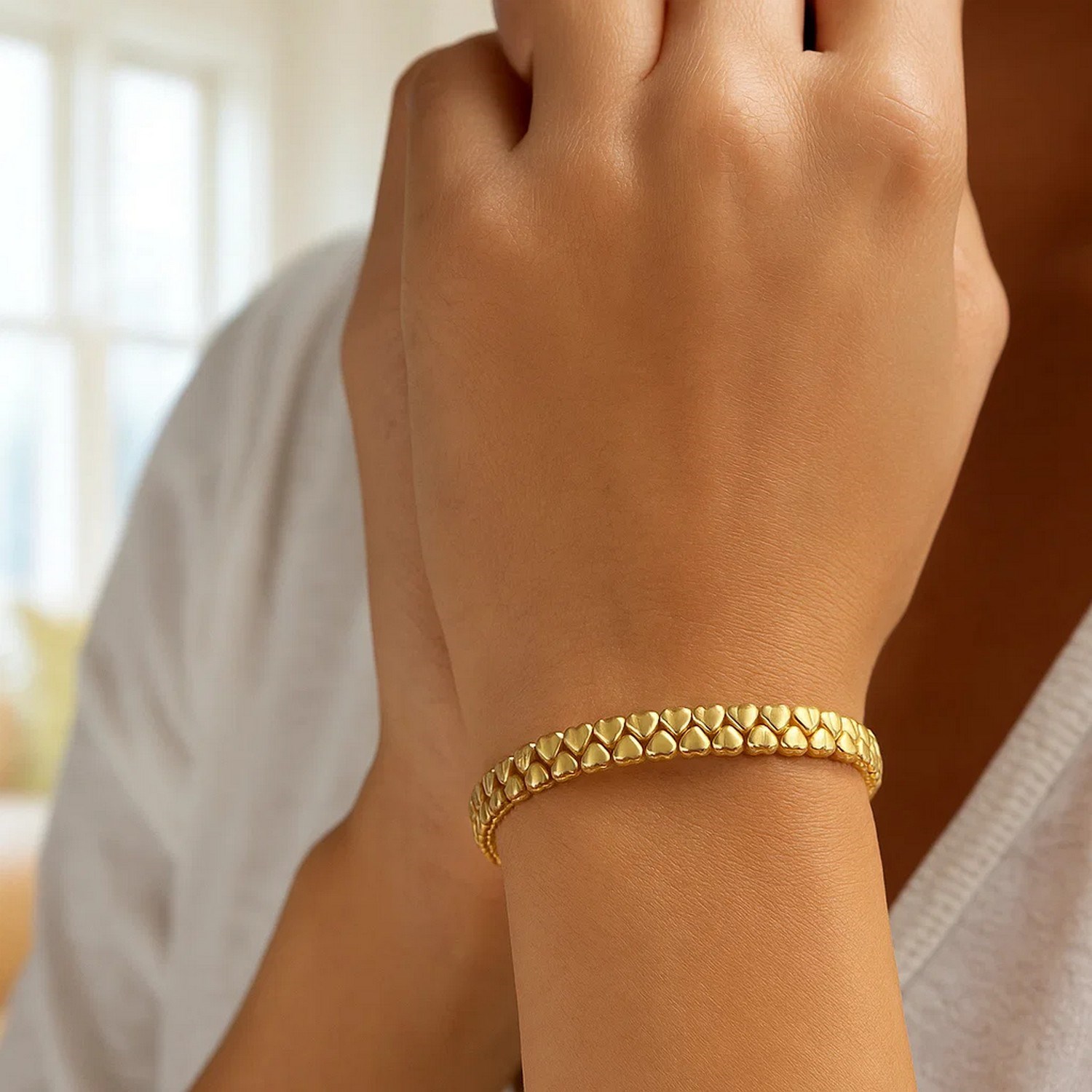 14K Yellow Gold Sweetheart Link Bracelet (7.00 mm) - Image 3