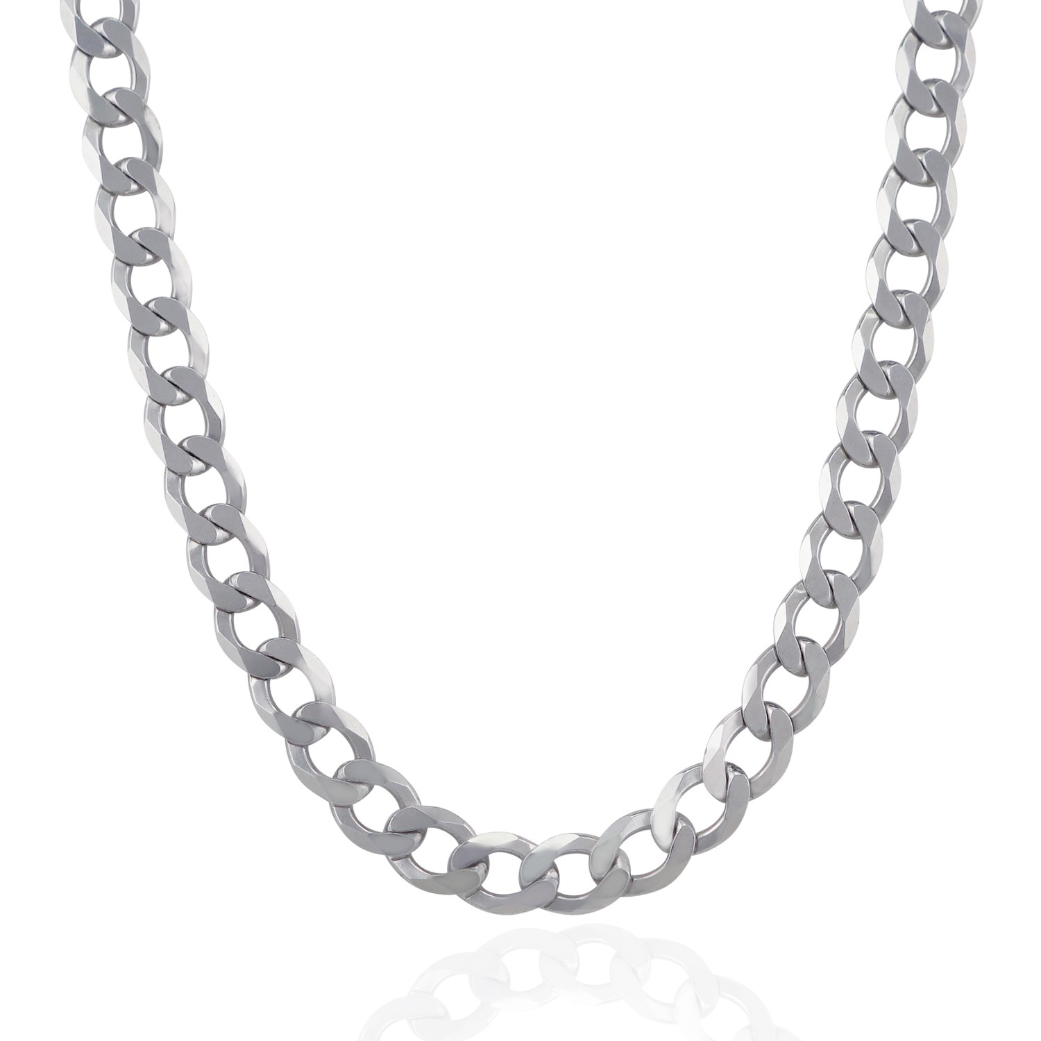 Rhodium Plated Sterling Silver Curb Style Chain (8.40 mm) - Image 2