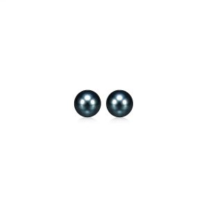 14k Yellow Gold Cultured Black Pearl Stud Earrings (6mm)