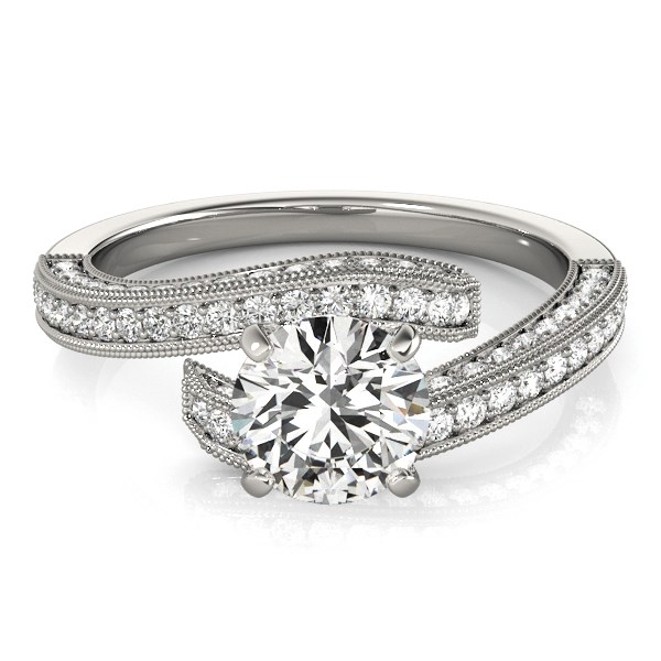 14k White Gold Round Diamond Bypass Style Engagement Ring (1 1/2 cttw) - Image 2