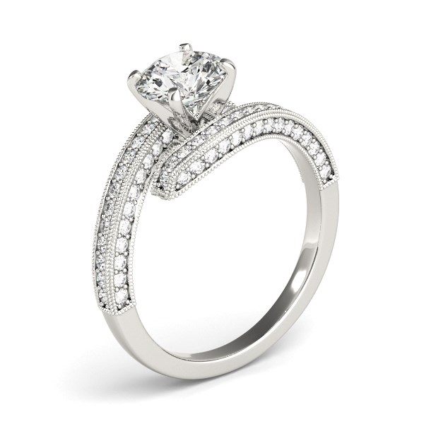 14k White Gold Round Diamond Bypass Style Engagement Ring (1 1/2 cttw) - Image 3