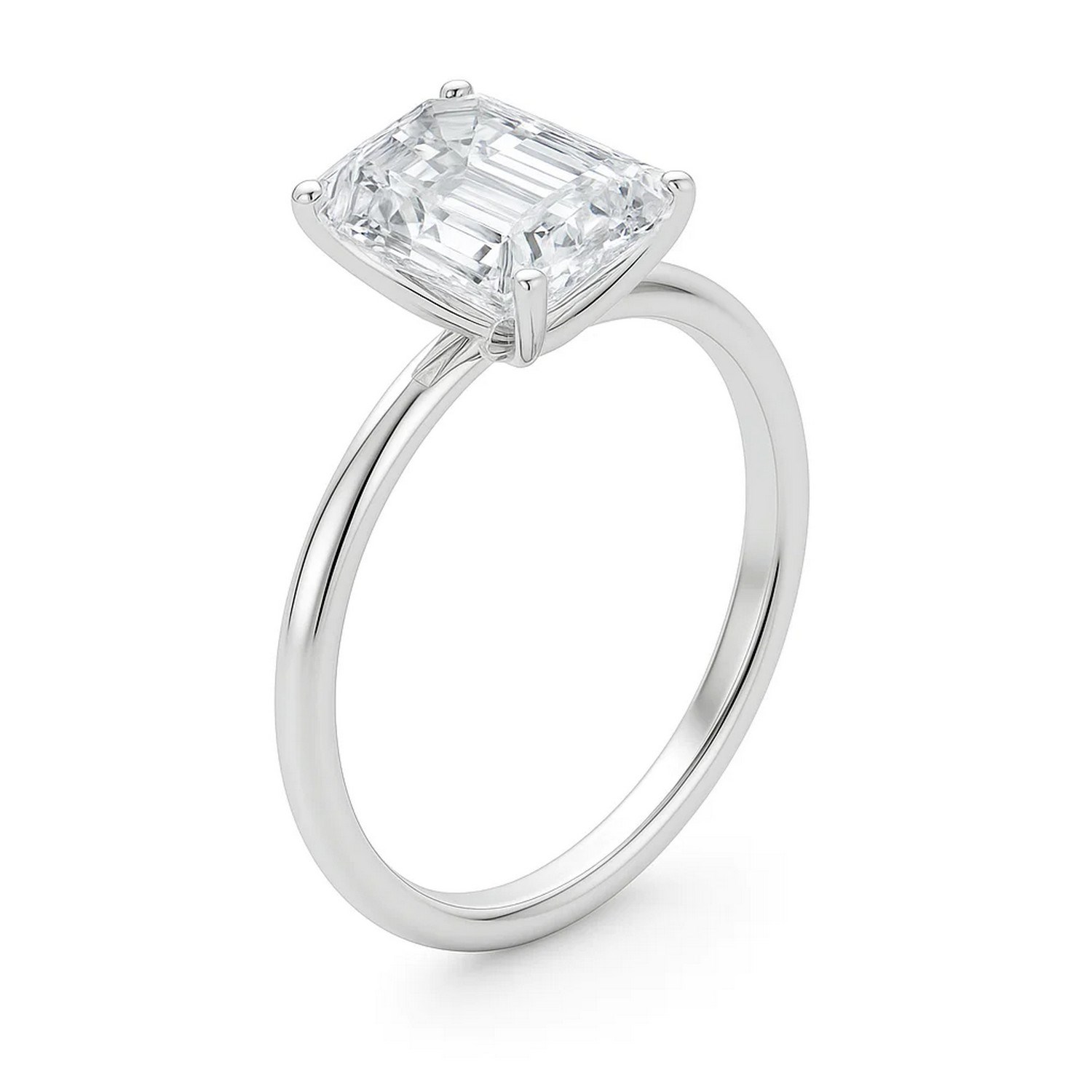 5 Carat Emerald Lab Grown IGI G/VS1 Diamond Solitaire Ring in 14K White Gold - Image 2