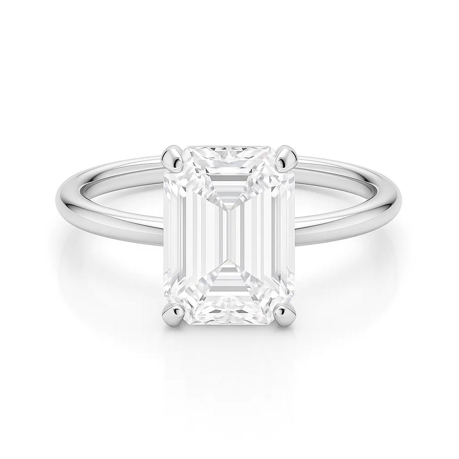5 Carat Emerald Lab Grown IGI G/VS1 Diamond Solitaire Ring in 14K White Gold - Image 3