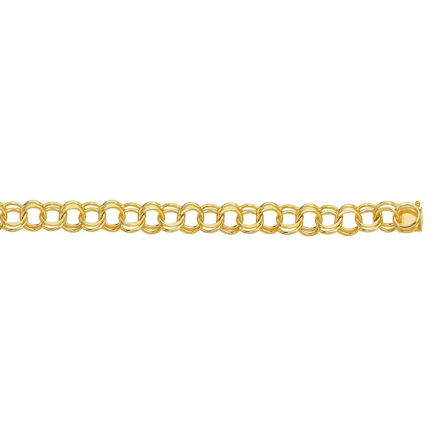 14k Yellow Gold Solid Double Link Charm Bracelet (10.00 mm) - Image 2
