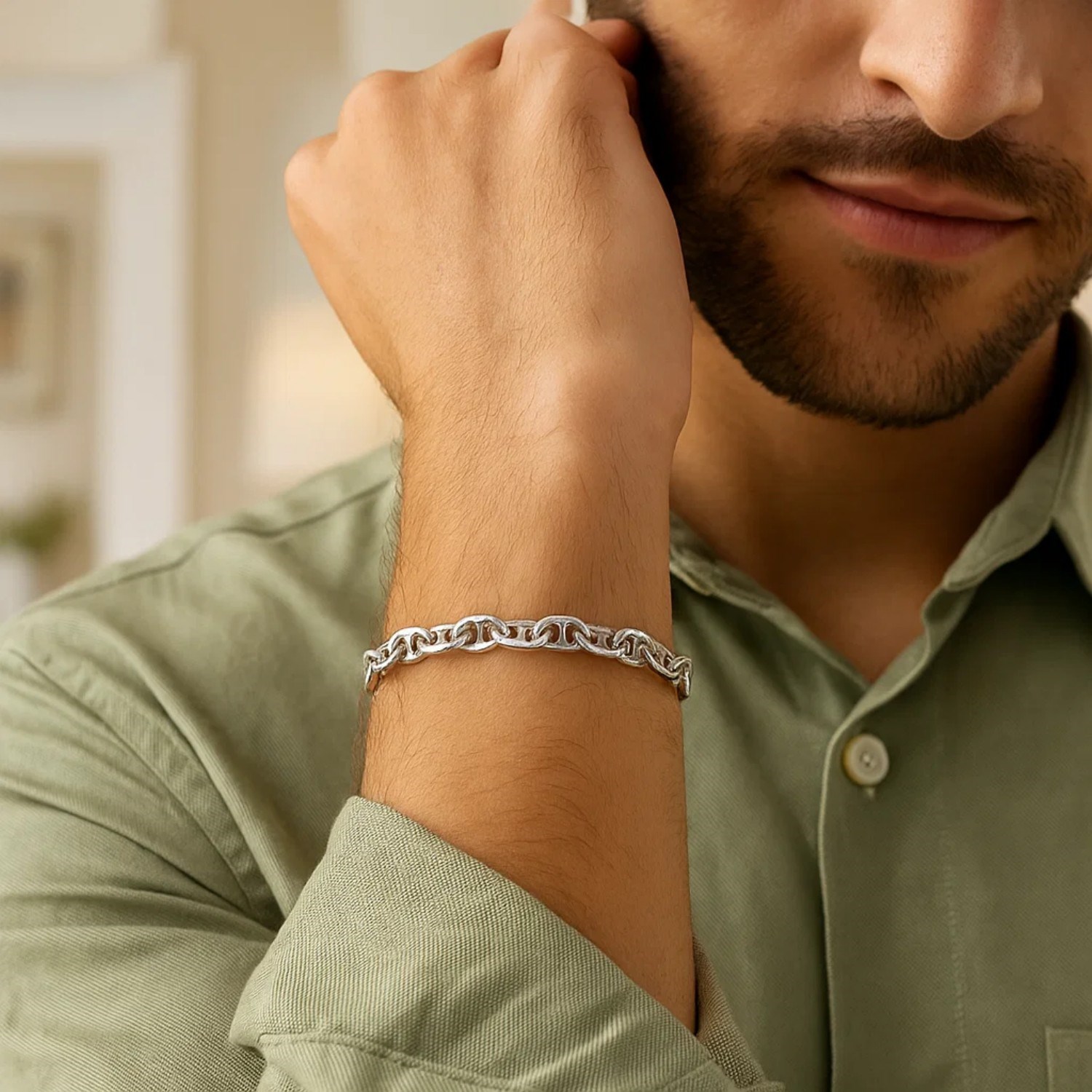 Sterling Silver Anchor Chain Bracelet (6.40 mm) - Image 2