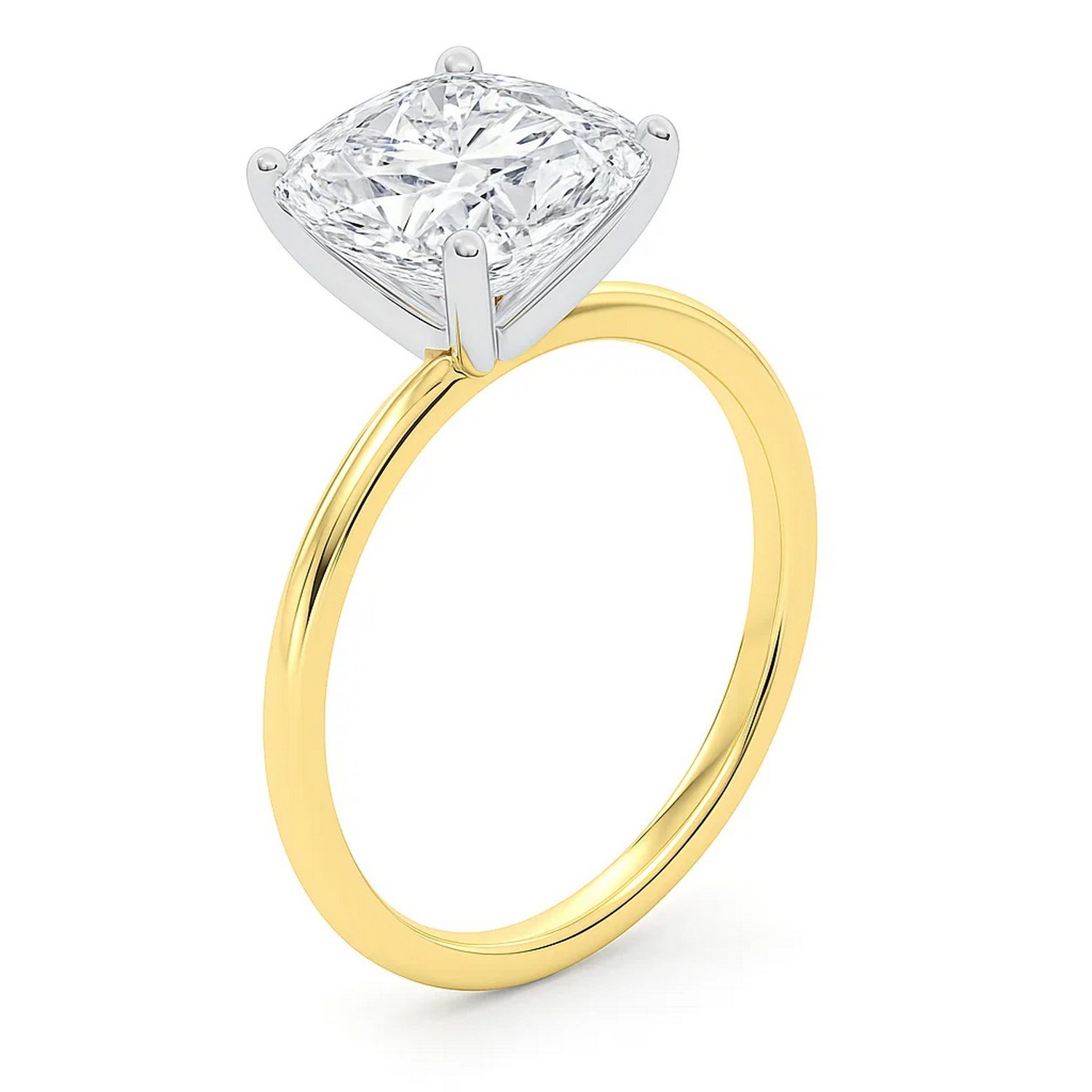 5 Carat Cushion Lab Grown IGI G/VS1 Diamond Solitaire Ring in 10K Yellow Gold - Image 2