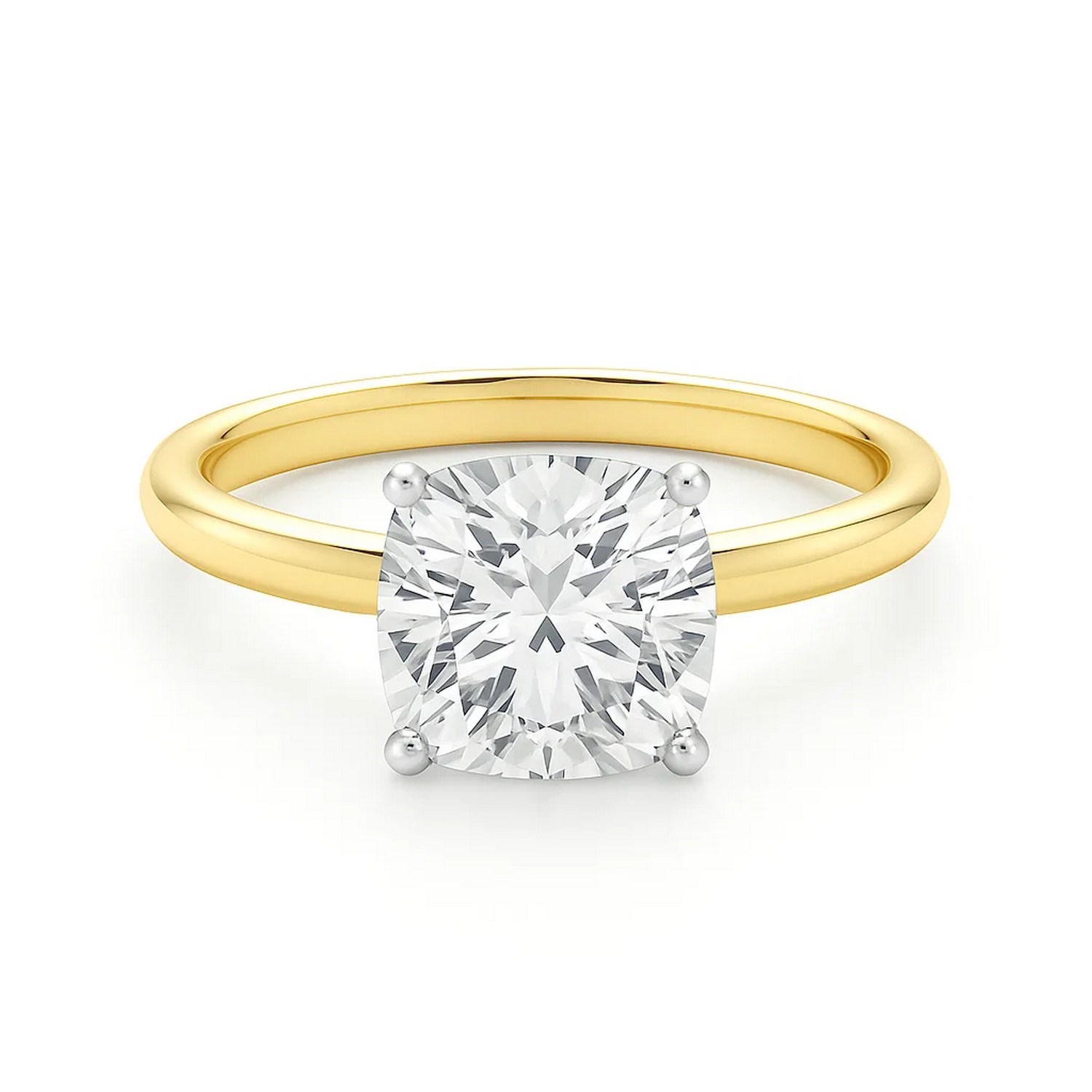5 Carat Cushion Lab Grown IGI G/VS1 Diamond Solitaire Ring in 10K Yellow Gold - Image 3