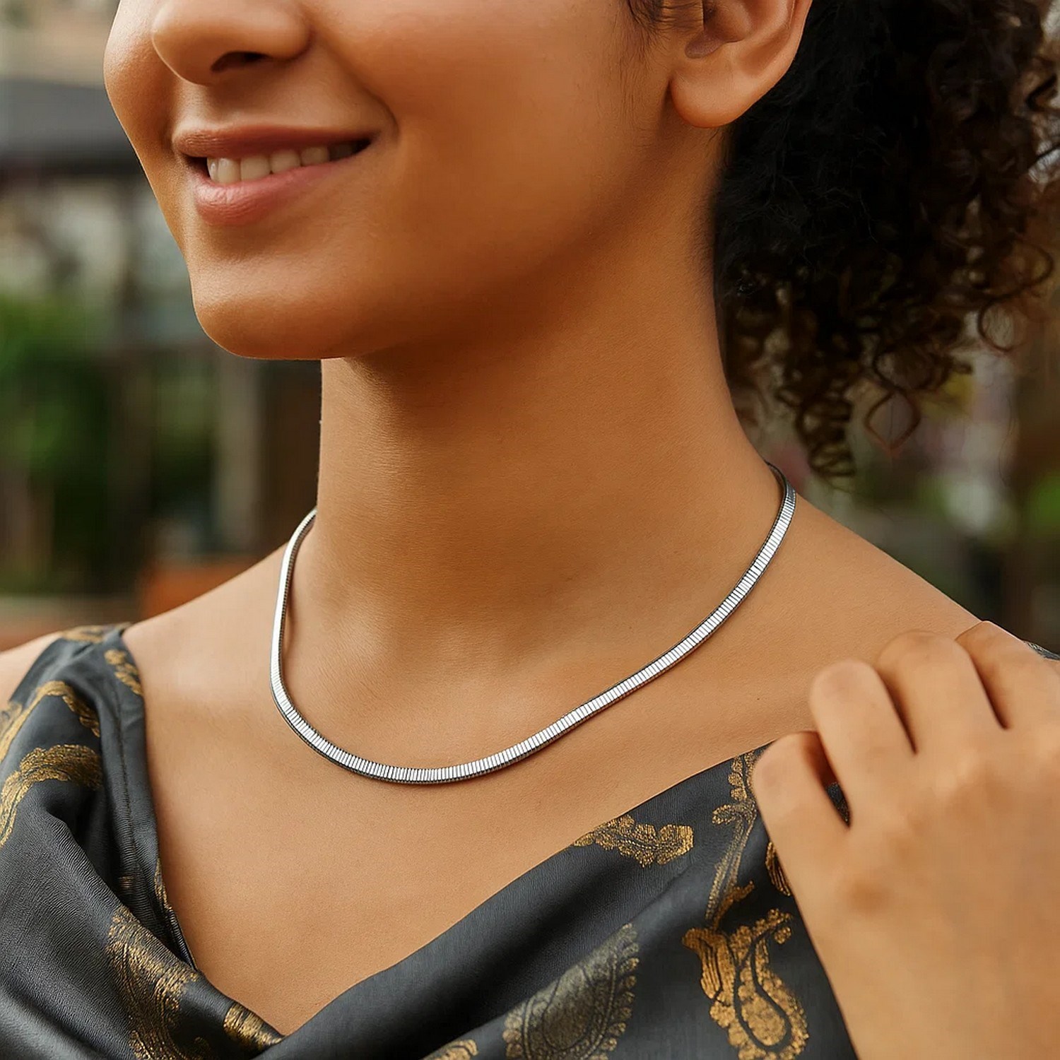 Sterling Silver Cubogas Chain Necklace - Image 3