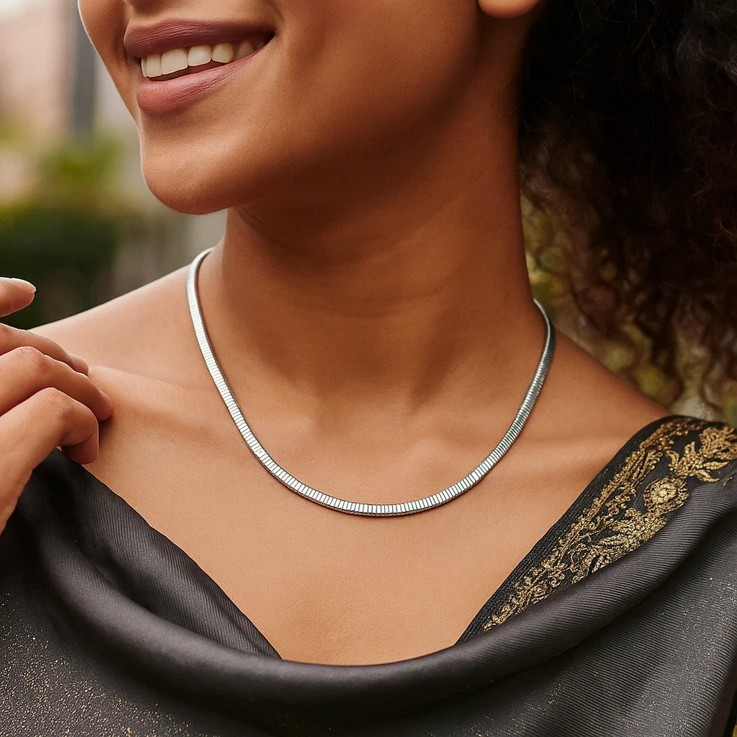 Sterling Silver Cubogas Chain Necklace - Image 4