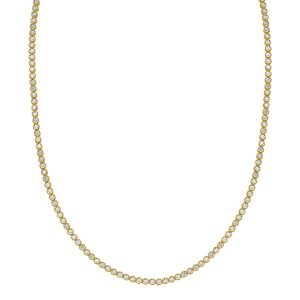 14K Two Tone Gold Diamon Oro Tennis Necklace (2.40 mm)