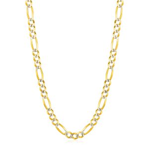 14K Yellow Gold Solid Pave Figaro Chain (5.90 mm)