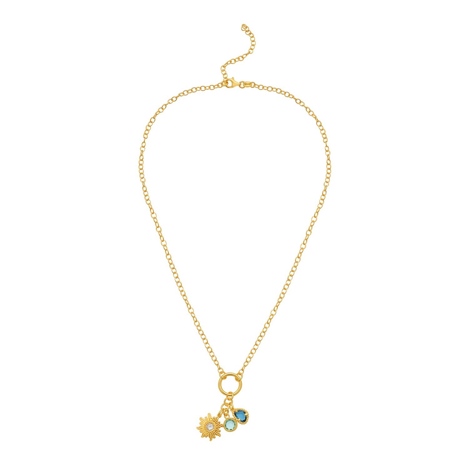 Sterling Silver Gold Plated Sunflower Cubic Zirconia Charm Necklace - Image 2