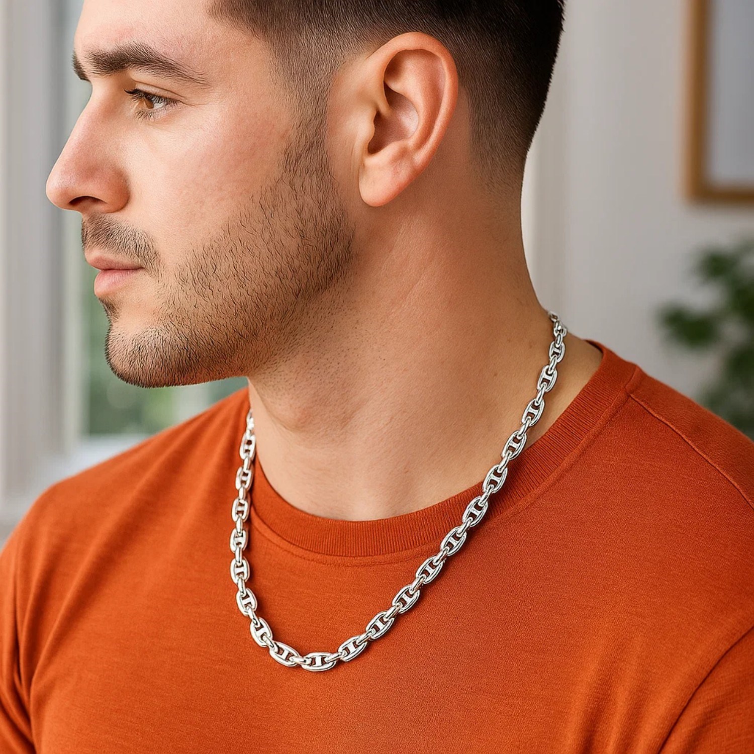 Sterling Silver Anchor Chain Necklace (5.50 mm) - Image 4