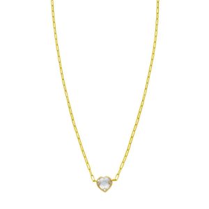 14K Yellow Gold White Topaz Heart Necklace (1.50 mm)