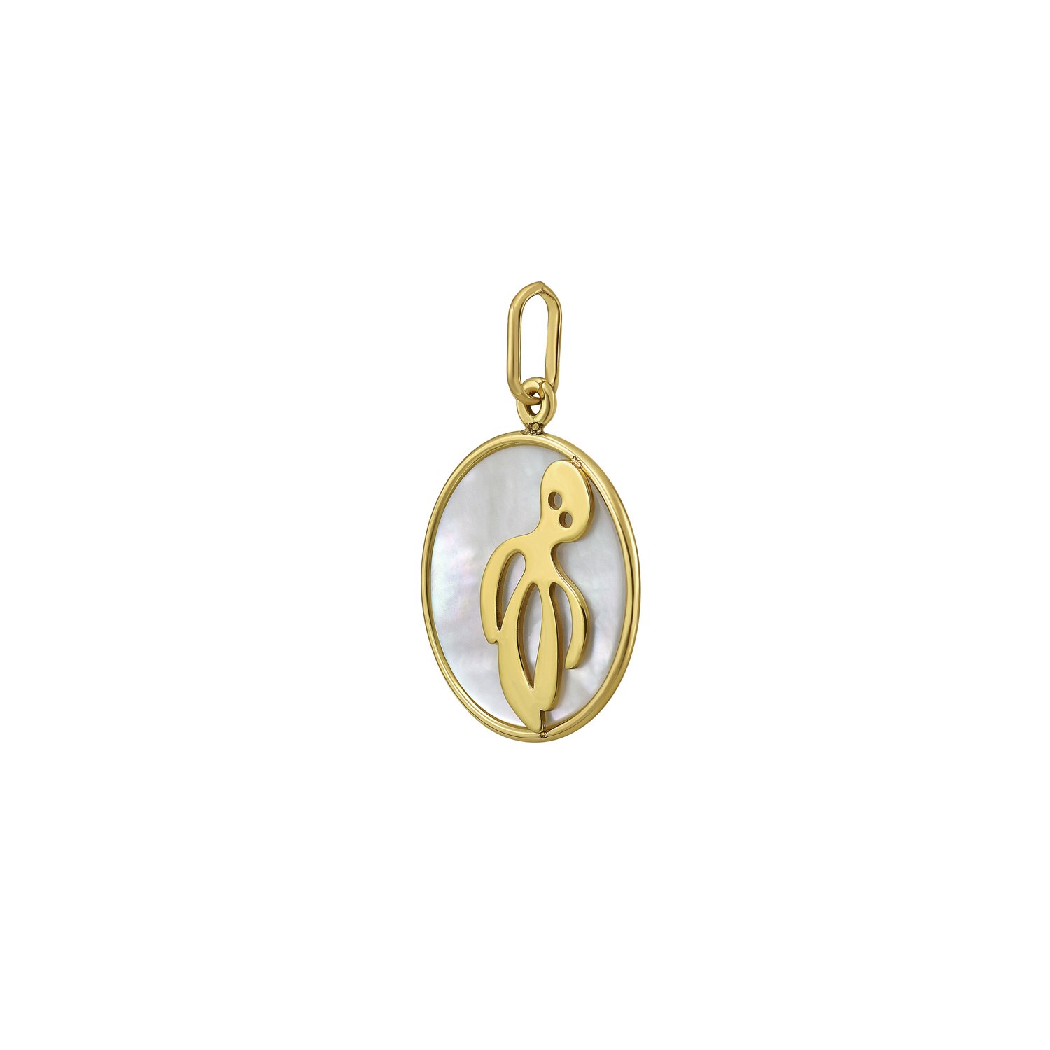 14K Yellow Gold Octopus MOP Charm Pendant - Image 2