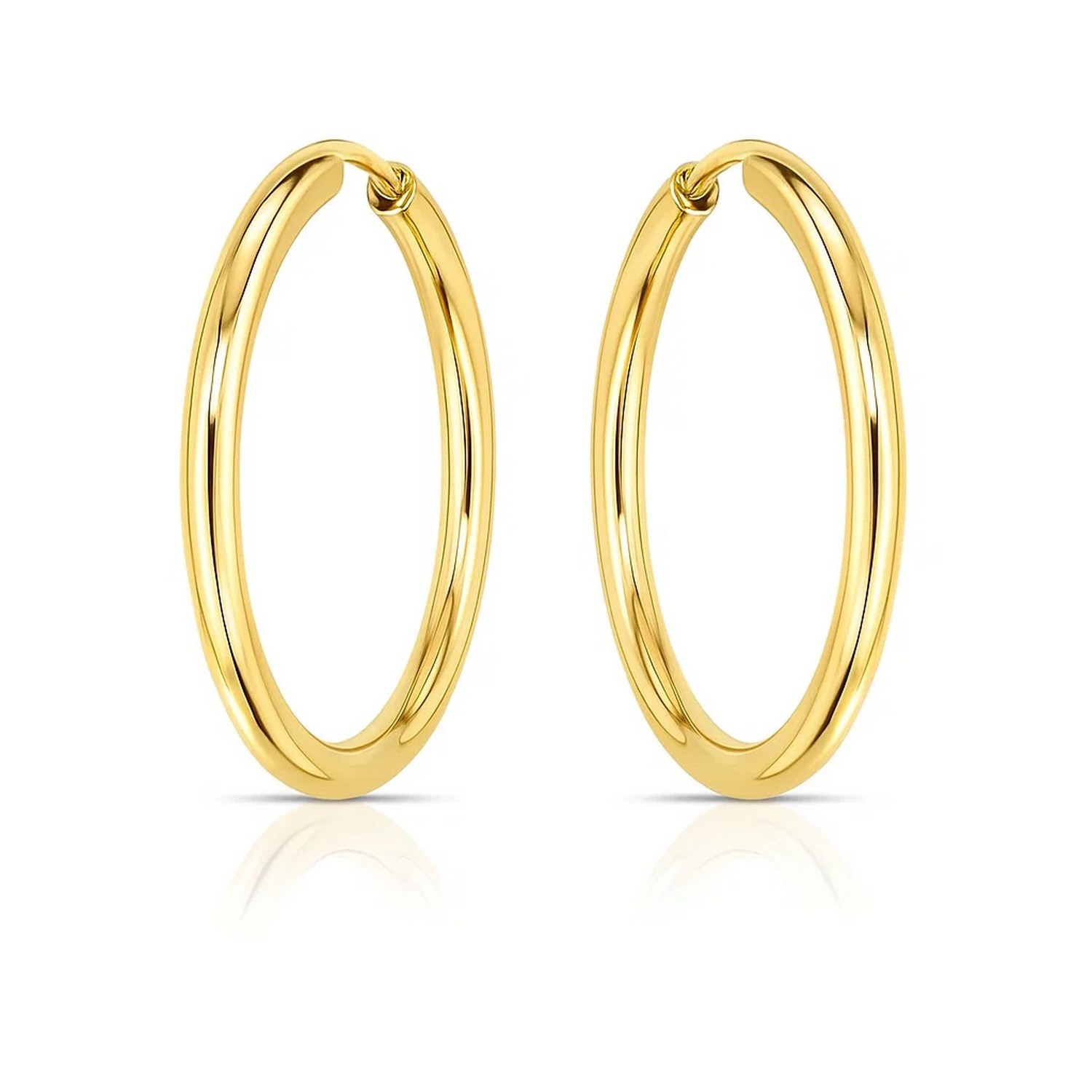 14k Yellow Gold Endless Round Hoop Earrings(2x21mm) - Image 2